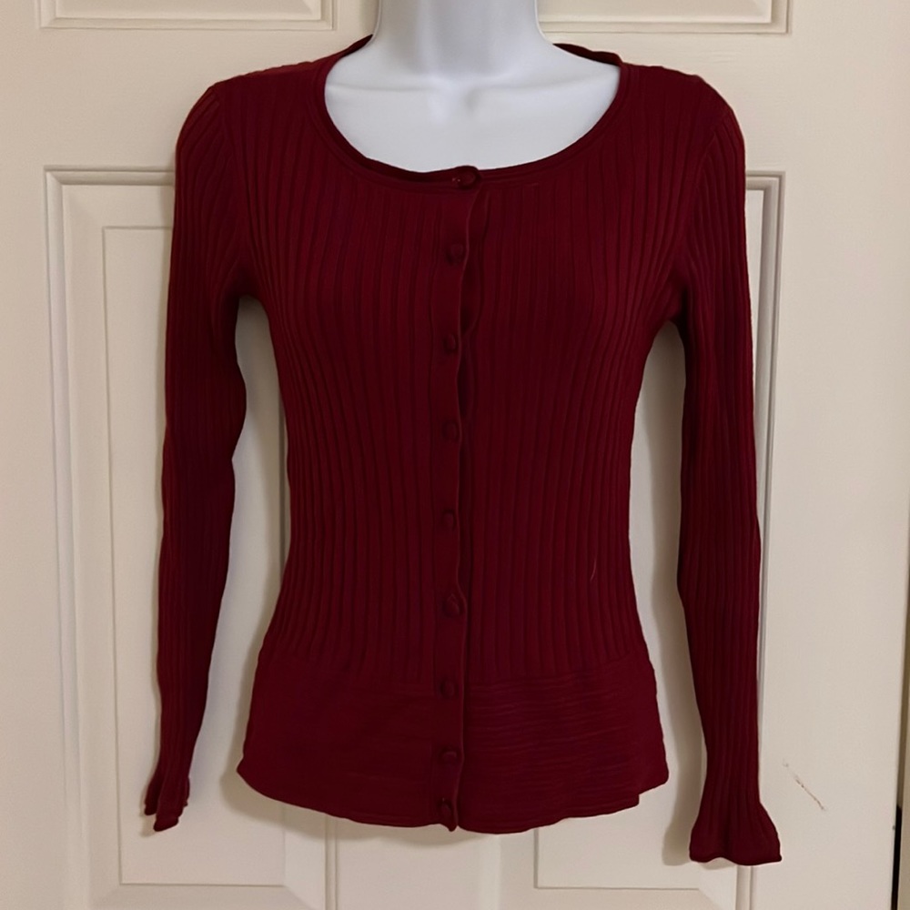 Red cardigan